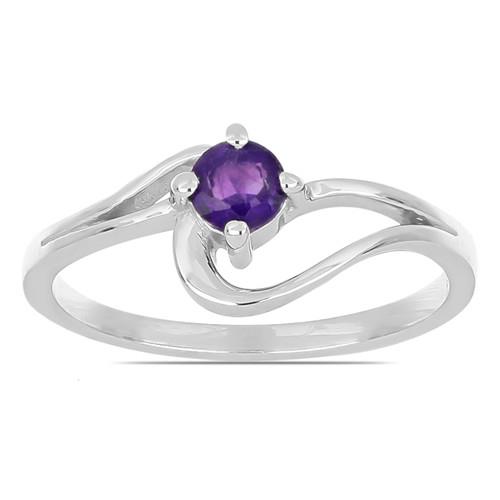 STERLING SILVER NATURAL AFRICAN AMETHYST GEMSTONE RING 